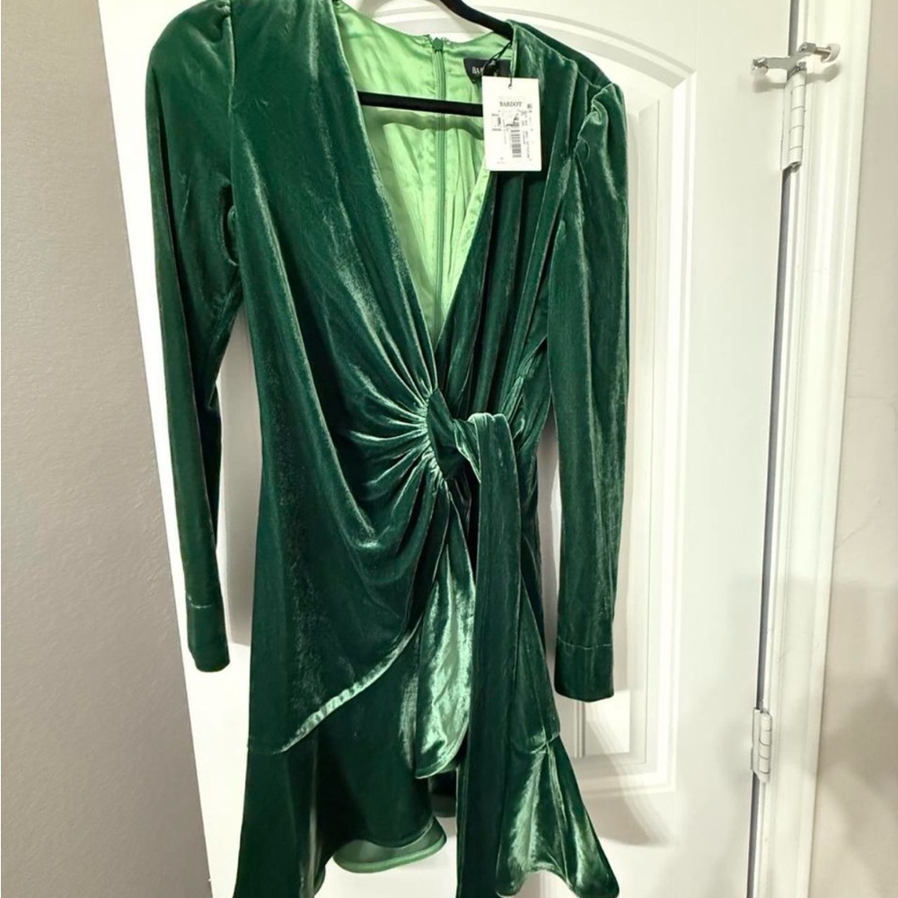 Bardot Vibrant Green Velvet Dress